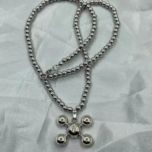 VIBE Stainless Steel Round Bead Chain Quadangle Ball Pendant Size ONE SIZE - 3 Thumbnail