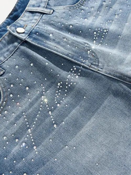 Japanese Brand × Vintage VINTAGE rhinestone Y2K DRIP denim shorts Size US 36 / EU 52 - 4 Thumbnail