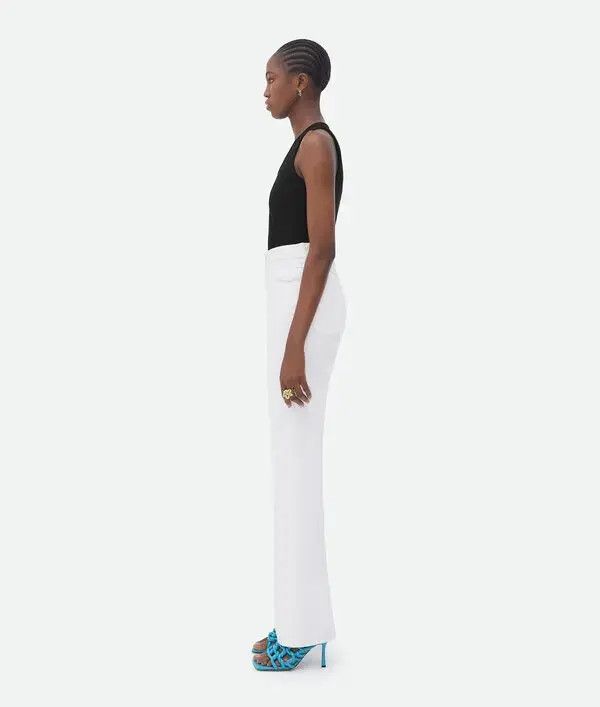 Bottega Veneta o1n1vont1225 High Rise Straight Denim Pants in White Size 26" / US 2 / IT 38 - 2 Thumbnail