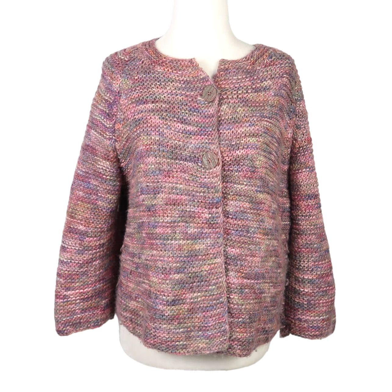 Vintage VINTAGE 80s Cardigan Sweater Women's L Purple Mauve Pink Marled Knit Size L / US 10 / IT 46 - 2 Thumbnail