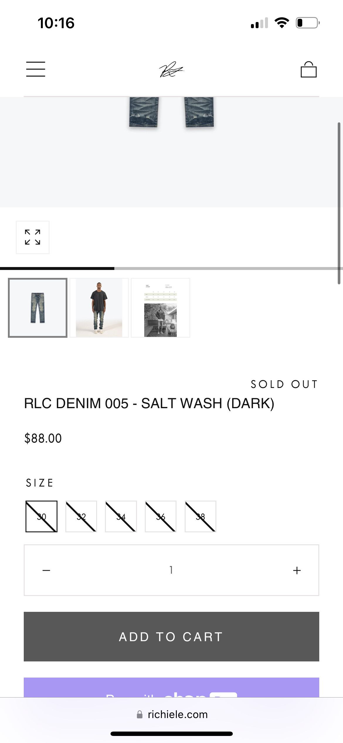 Richie Le Collection Richie Le Collection Salt Wash (Dark) Denim Size US 34 / EU 50 - 3 Thumbnail