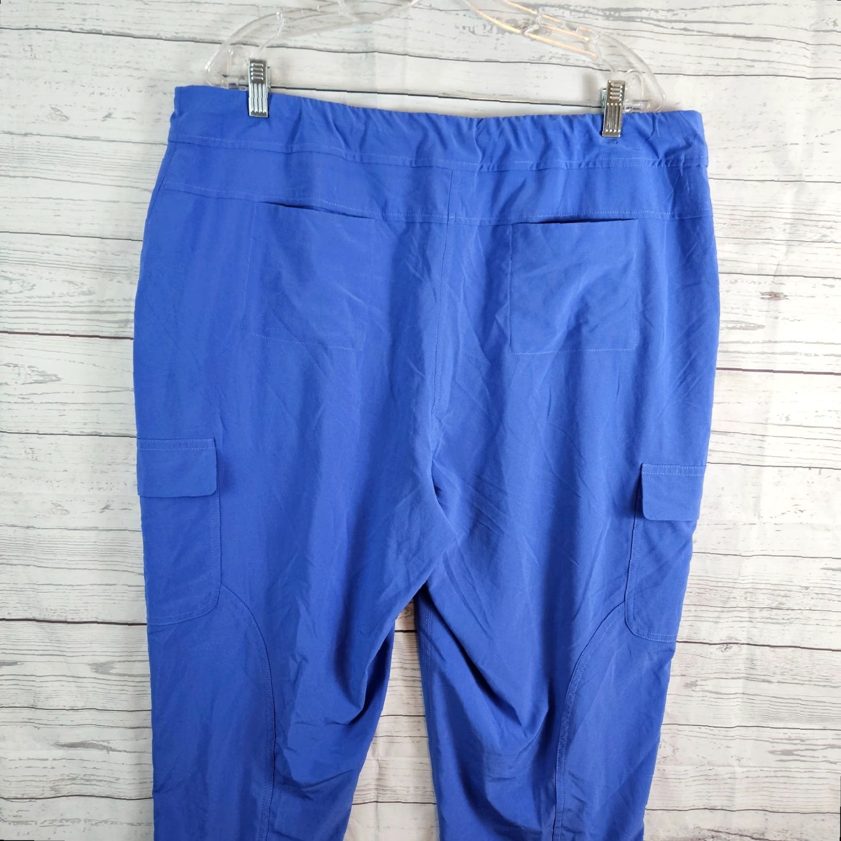 Vintage Chicos Zenergy Womens Cropped Pants XL Blue High Rise Drawstring Cargo Pocket Size 40" / US 18 - 4 Thumbnail