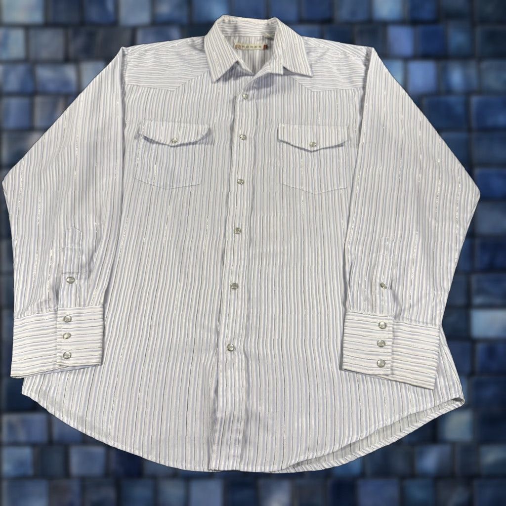Roper VINTAGE Roper Western Shirt Men XL White Striped Pearl Snap Cowboy Size US XL / EU 56 / 4 - 1 Thumbnail