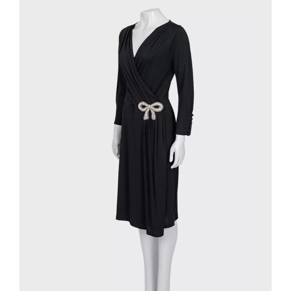 Valentino Valentino Black Bow Rhinestone Dress - IT 44 L Size L / US 10 / IT 46 - 2 Thumbnail