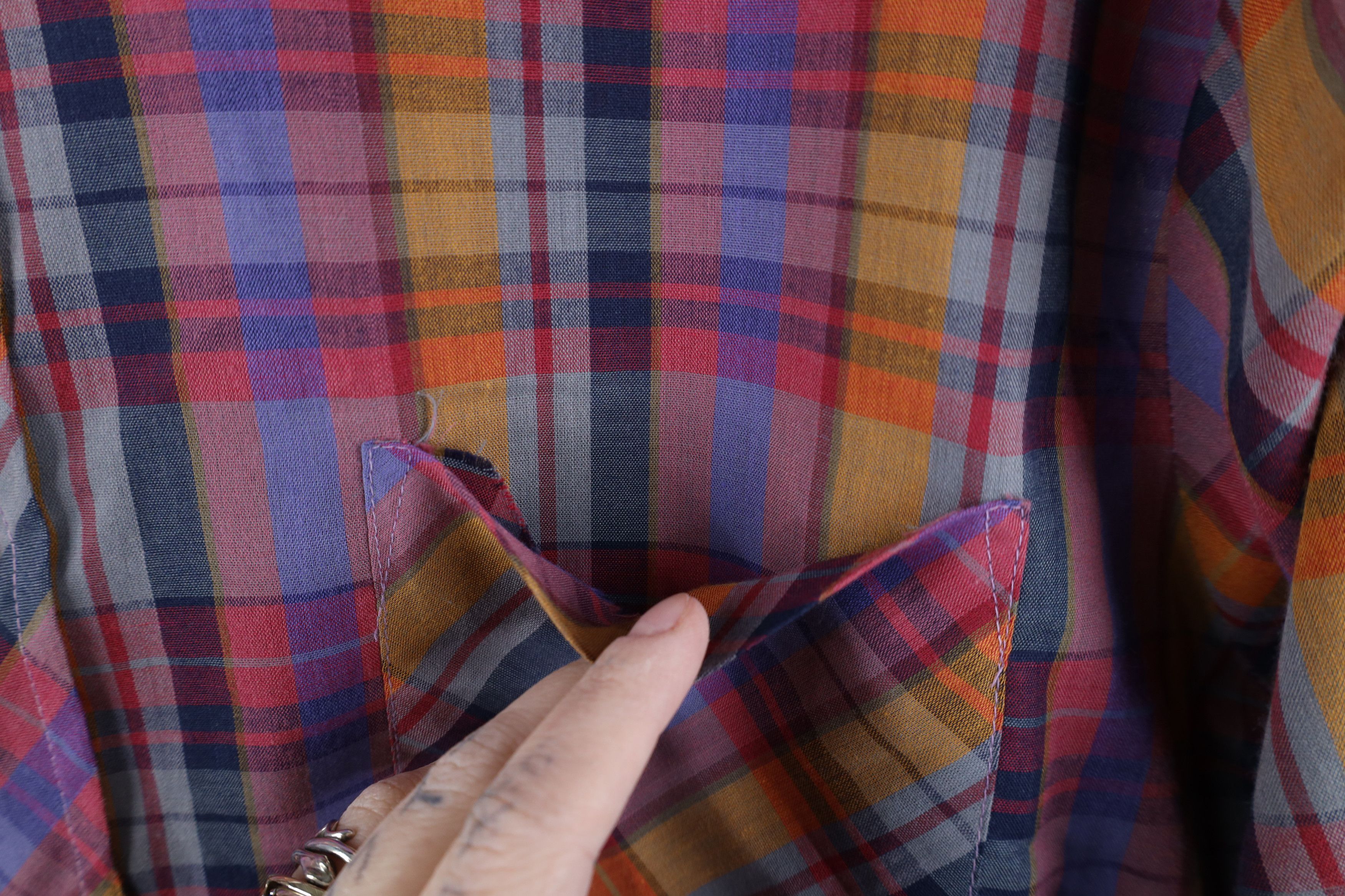 Vintage Vintage 70s Streetwear Rainbow Madras Plaid Button Shirt Size US L / EU 52-54 / 3 - 5 Thumbnail