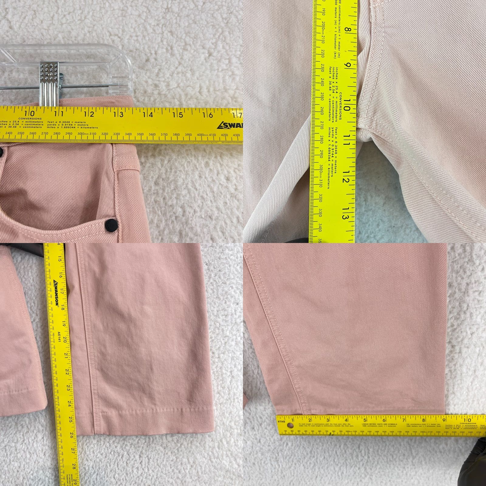 Rag & Bone rag & bone Justine Jeans Womens Pink Wide-Leg High-Rise Ankle Crop Size 25 Denim Cotton Spandex Regular 5-Pocket 26in Inseam Size 42" / US 20 - 8 Thumbnail