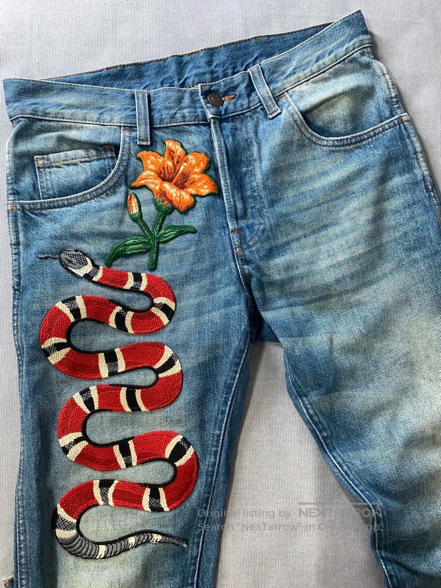 Gucci Gucci Coral Snake Embroidered Jeans. Size US 30 / EU 46 - 3 Thumbnail