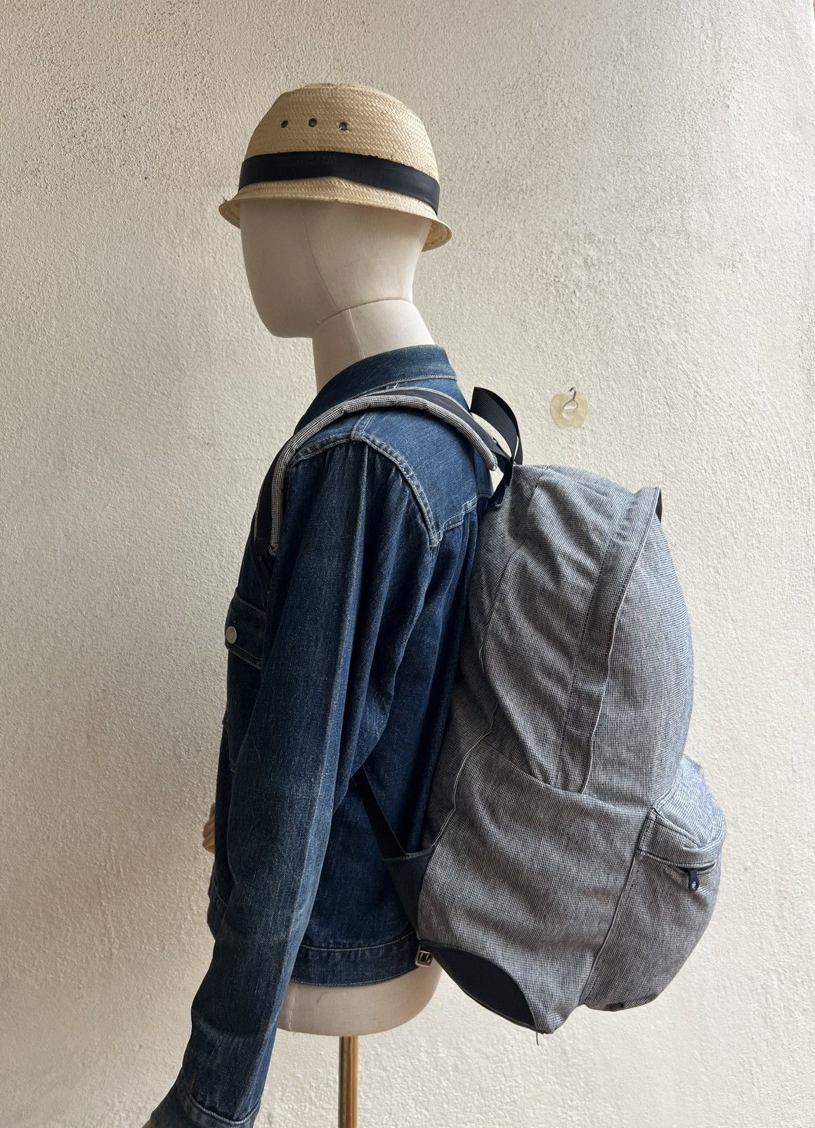 Unused Unused Japan Leather Cotton Backpack Bag Size ONE SIZE - 2 Thumbnail