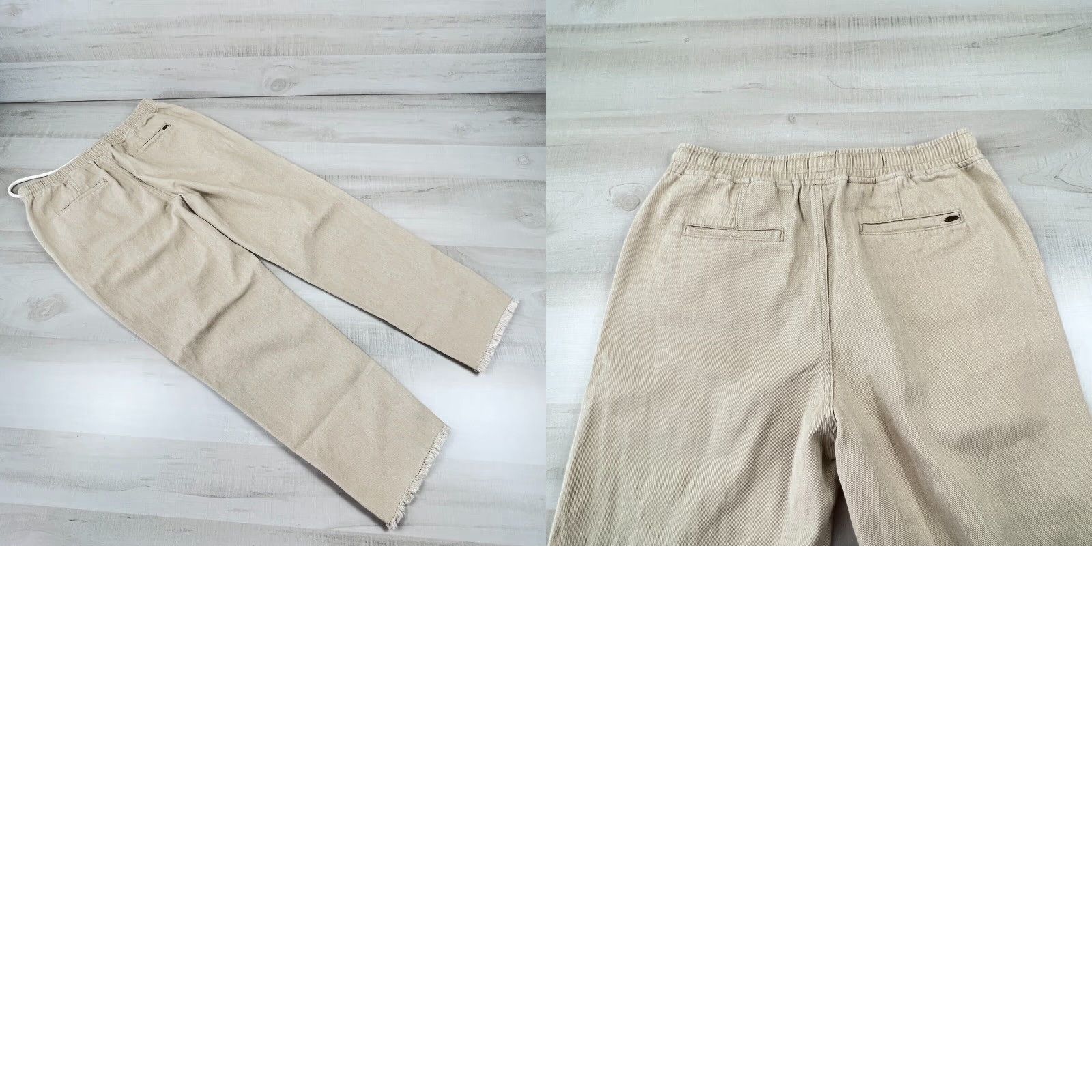 Vintage Mora Women's Distressed Denim Jeans Large Khaki Elastic Waist High Rise Size 36" / US 14 / IT 50 - 8 Thumbnail