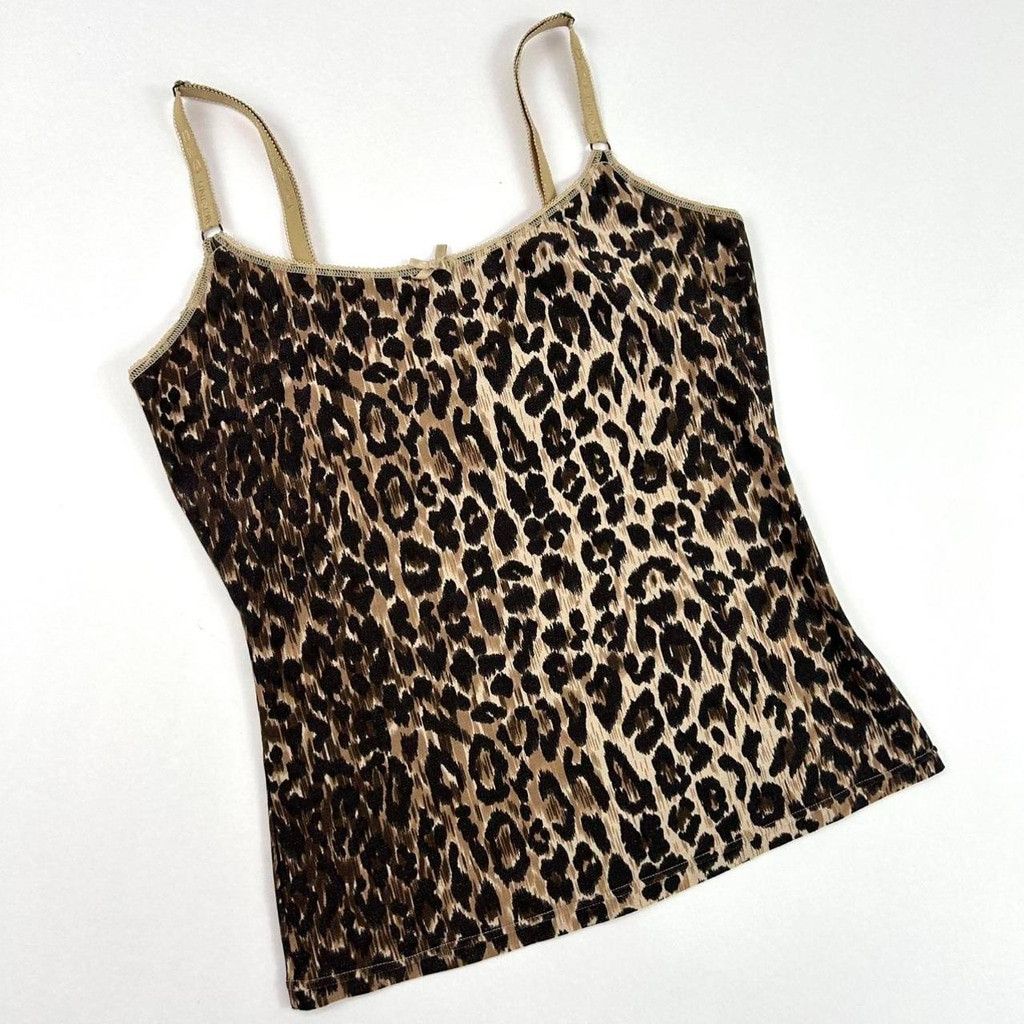 Dolce & Gabbana y2k D&G brown leopard print cami with gold shimmer Size S / US 4 / IT 40 - 1 Thumbnail