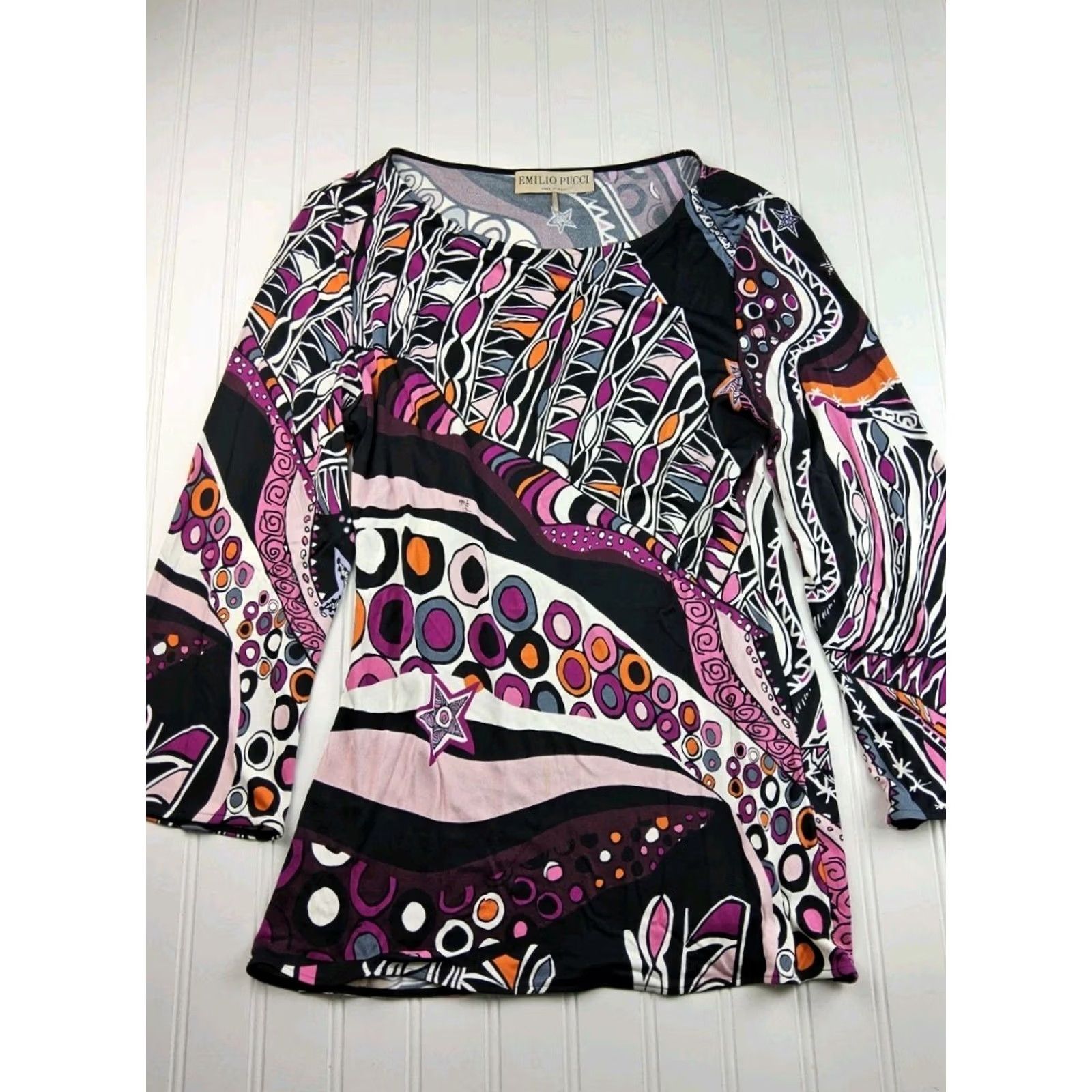 Emilio Pucci Emilio Pucci Women's Blouse Shirt Silk Rayon Printed Top Size 4 Multicolor Size S / US 4 / IT 40 - 2 Thumbnail