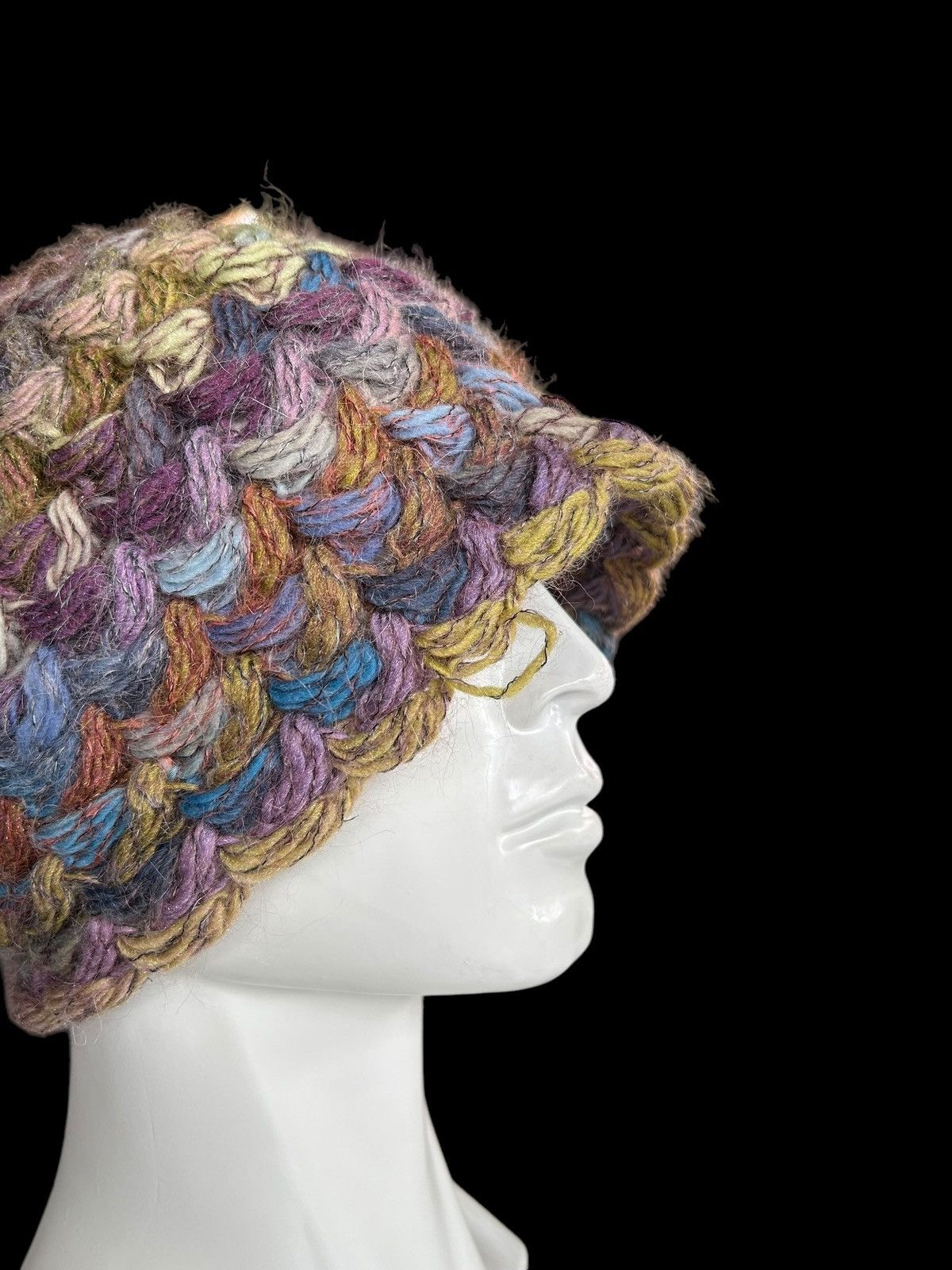 Kapital Crochet Knitted Handmade Multicolor Hairy Rare Beanie Hats☠️ Size ONE SIZE - 3 Thumbnail