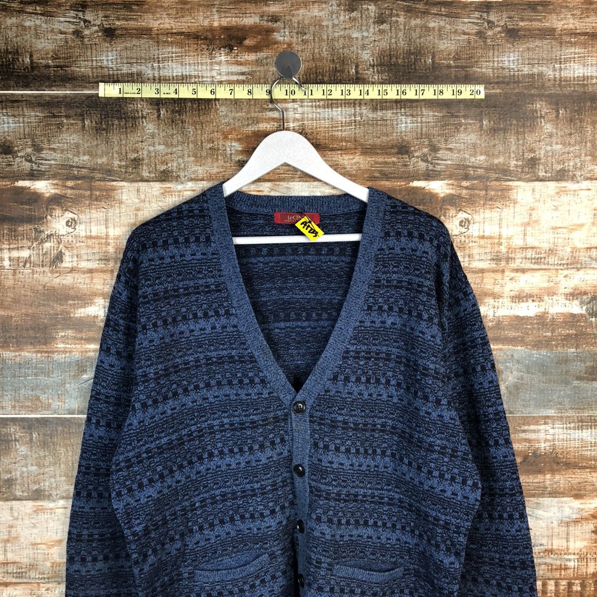 Vintage D Le Cent Blue vintage pattern Cardigan Knitwear #A1723 Size US L / EU 52-54 / 3 - 2 Thumbnail