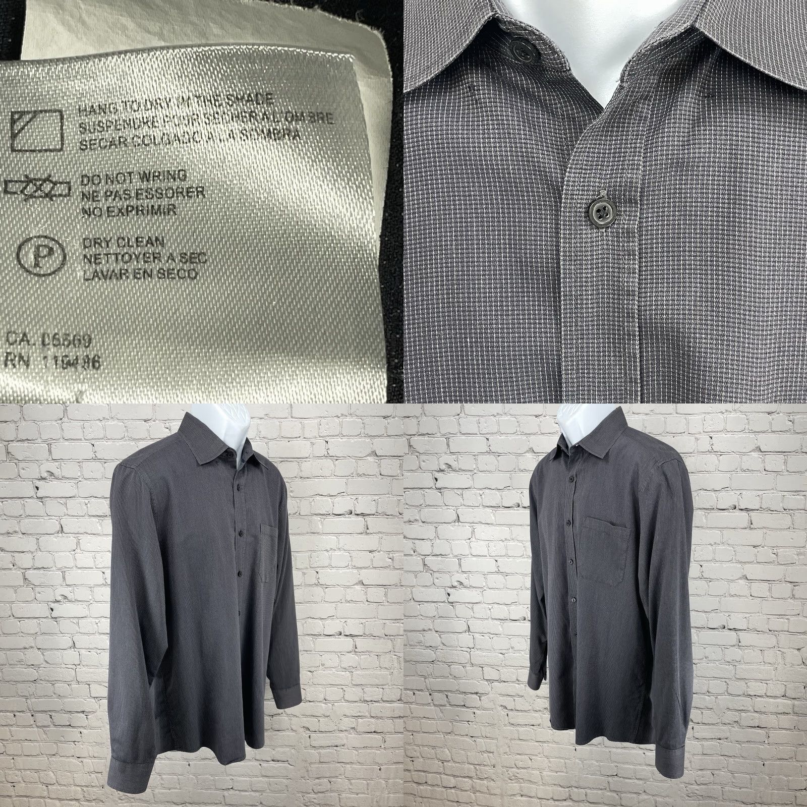Joseph Abboud Joseph Abboud Gray Button Down Shirt Medium Long Sleeve Casual Business Mens Size 40R - 8 Thumbnail