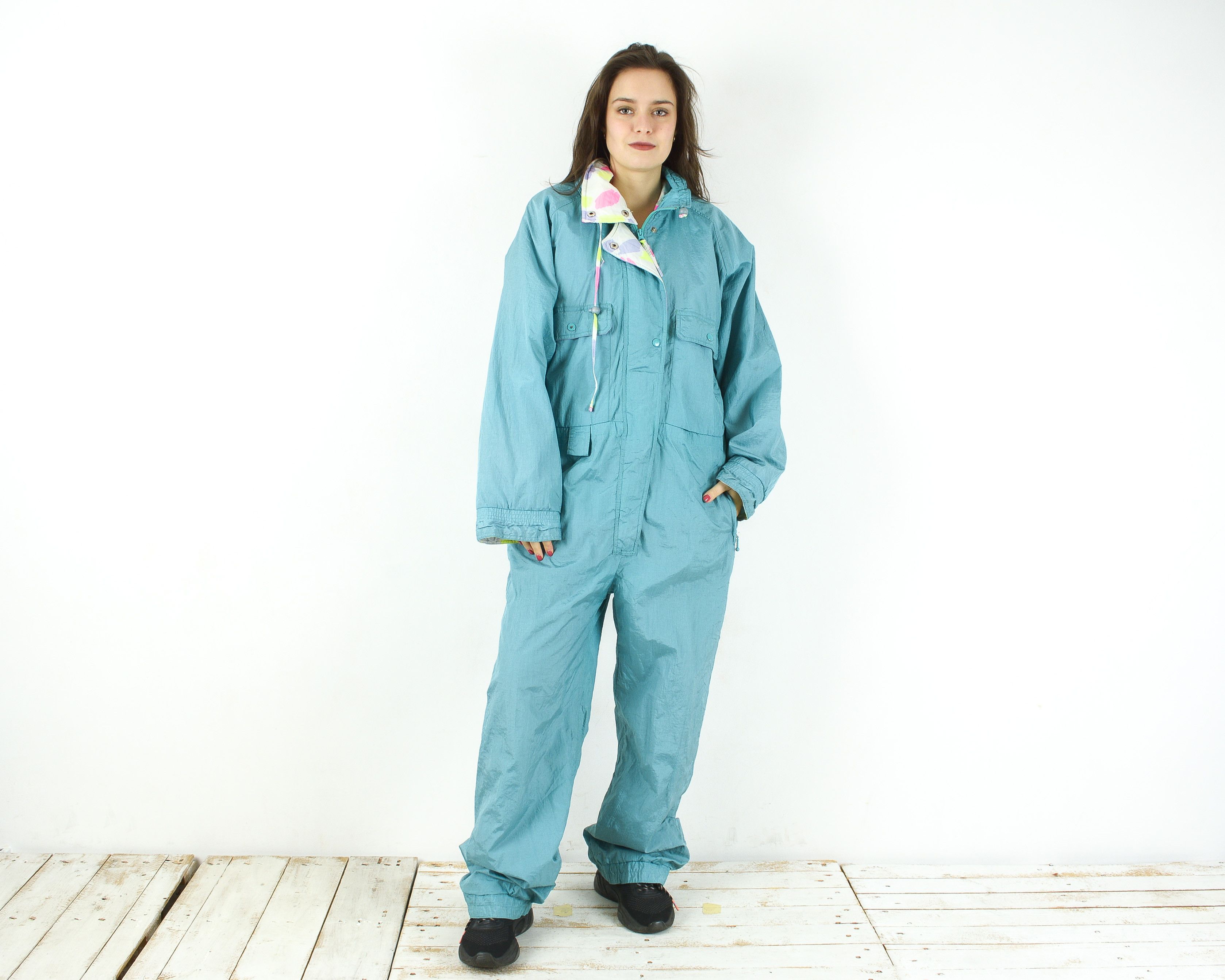 Vintage Ski Suit Jumpsuit Overalls Padded Coveralls One Piece Snow Size 29" - 1 Thumbnail