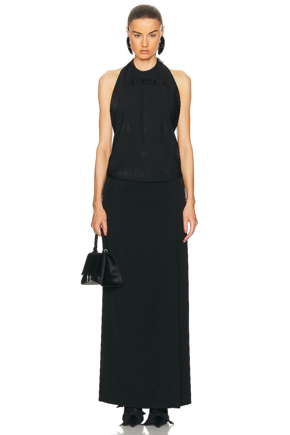 Balenciaga o1tr1nto0126 Bal Diagonal Allover Knotted Top in Black Size S / US 4 / IT 40 - 3 Thumbnail