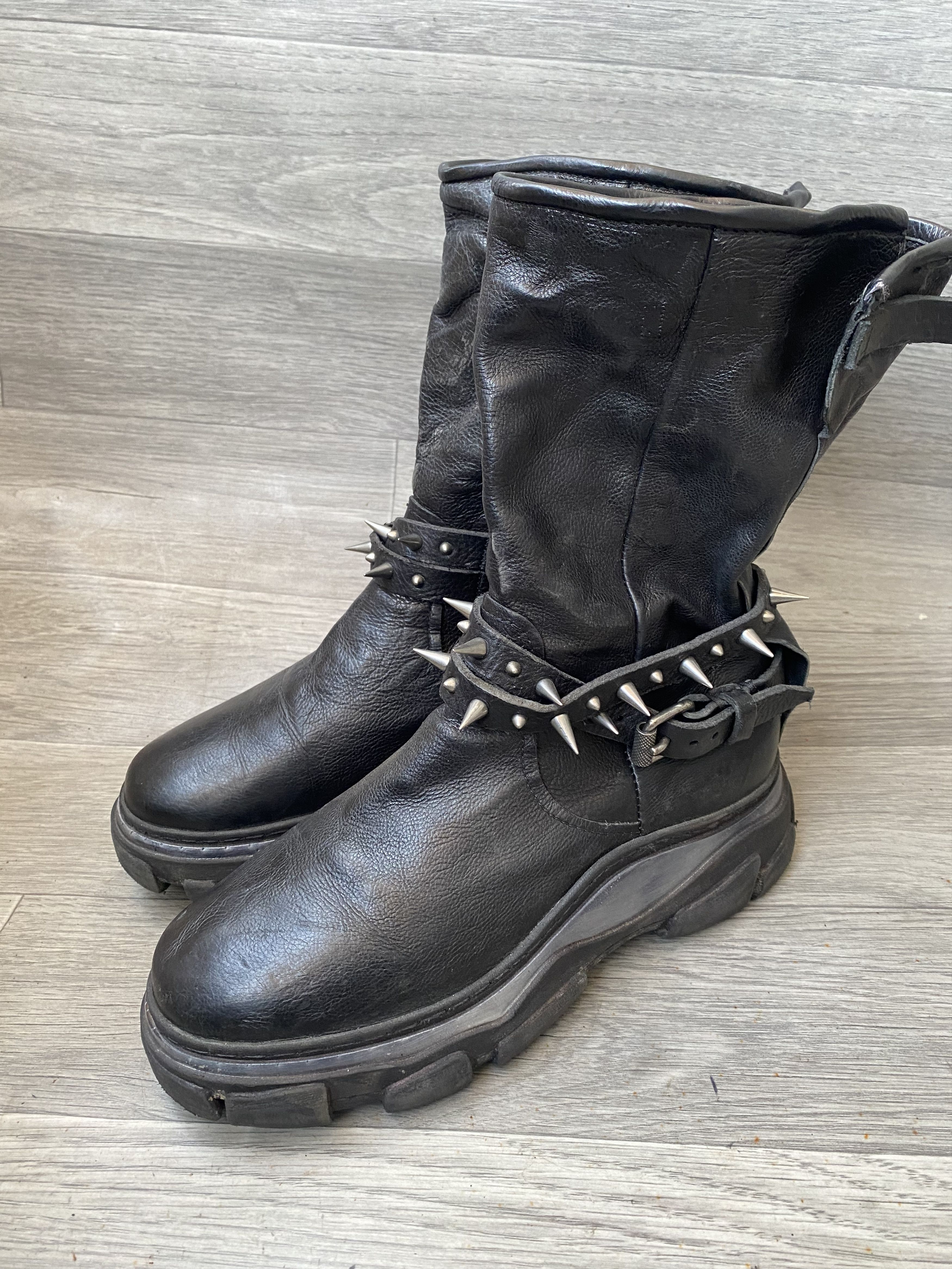 A.S.98 A.S.98 black leather grunge gothic boots in sz 37 Size US 7 / IT 37 - 1 Thumbnail