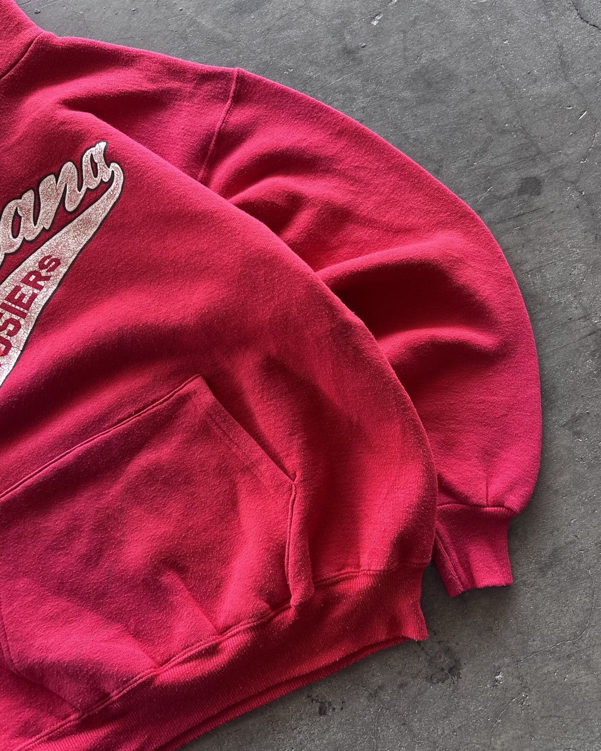Vintage 70s Indiana Hoosiers Cherry Red Boxy Hoodie Size US L / EU 52-54 / 3 - 2 Thumbnail