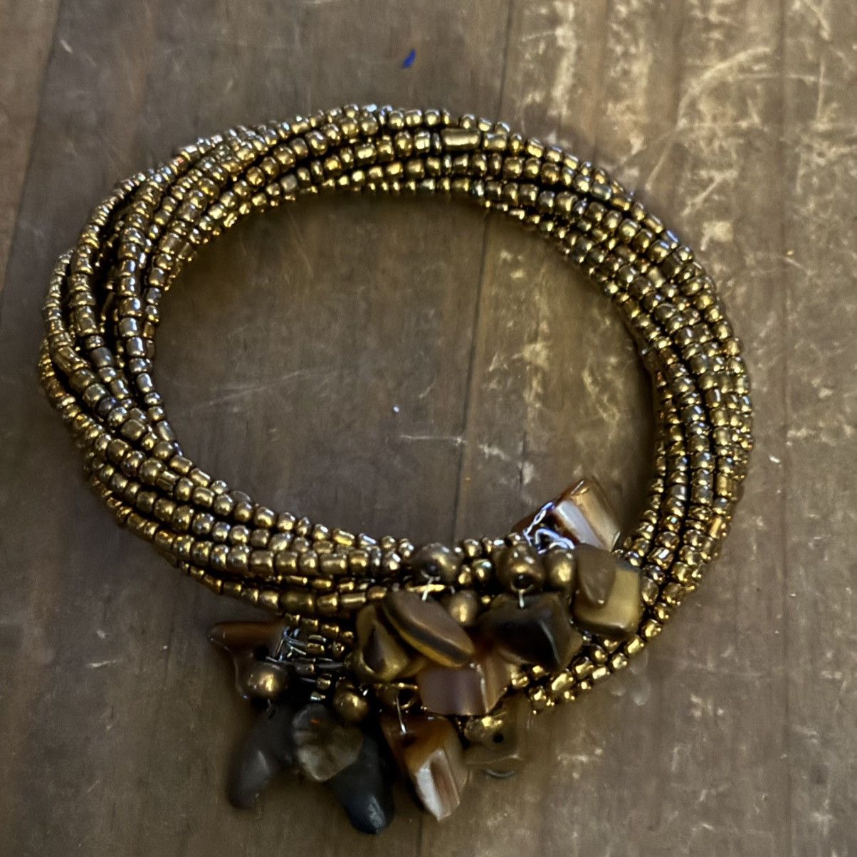 Other Twisted gold bead natural stone accent wrap bracelet Size ONE SIZE - 5 Thumbnail