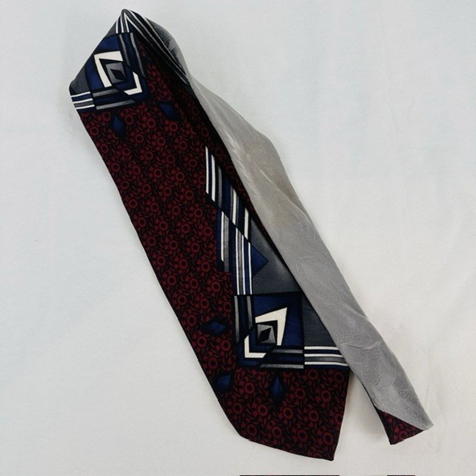 Other Paolo Rossi Designer Silk Tie Red/Black USA Geometric VTG Size ONE SIZE - 12 Thumbnail