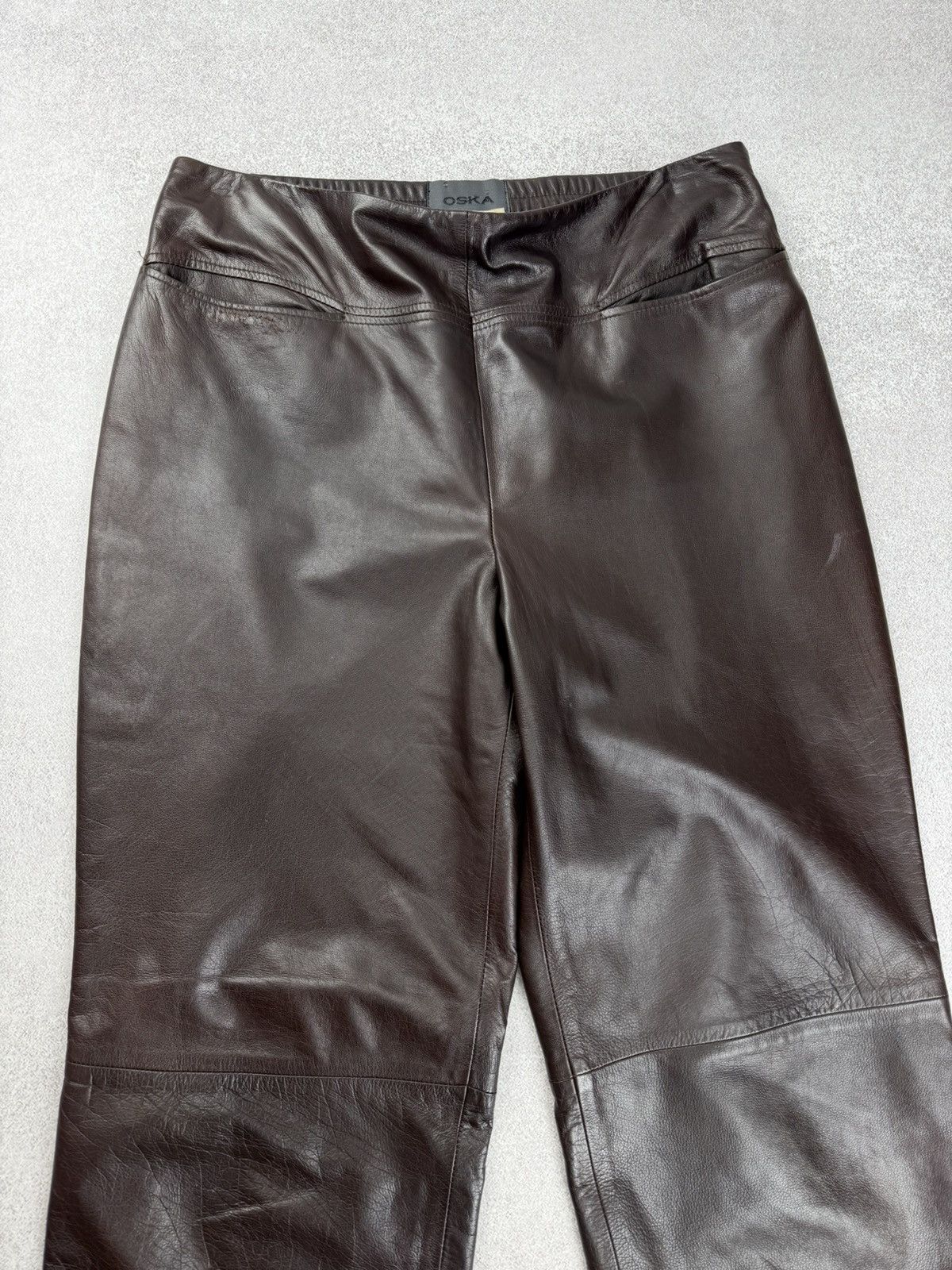 Japanese Brand Oska Brown Leather Trousers Pants Japan Style Size 3 Size 30" / US 8 / IT 44 - 2 Thumbnail