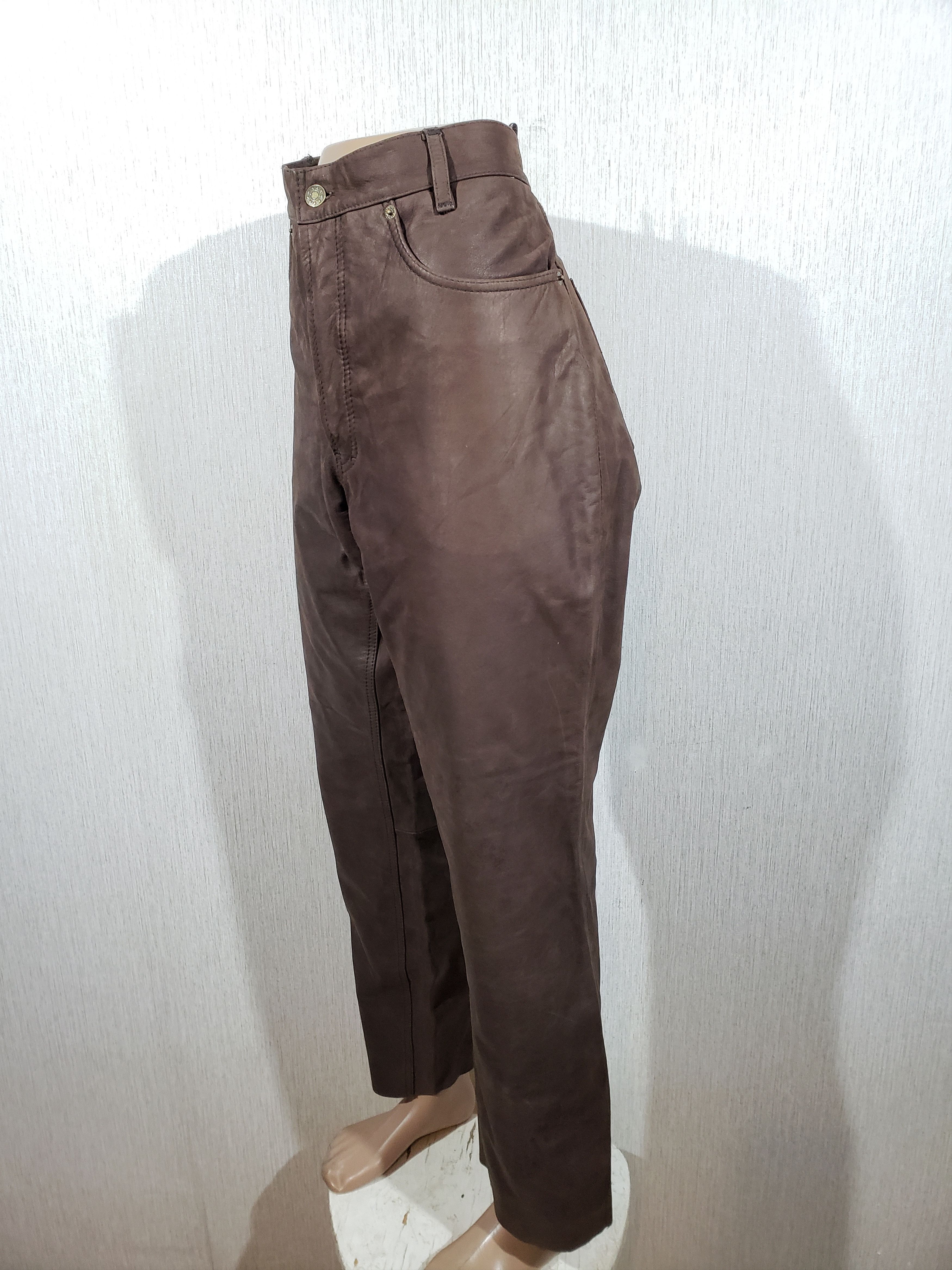 Genuine Leather Brown nubuck leather pants. Size US 33 - 2 Thumbnail