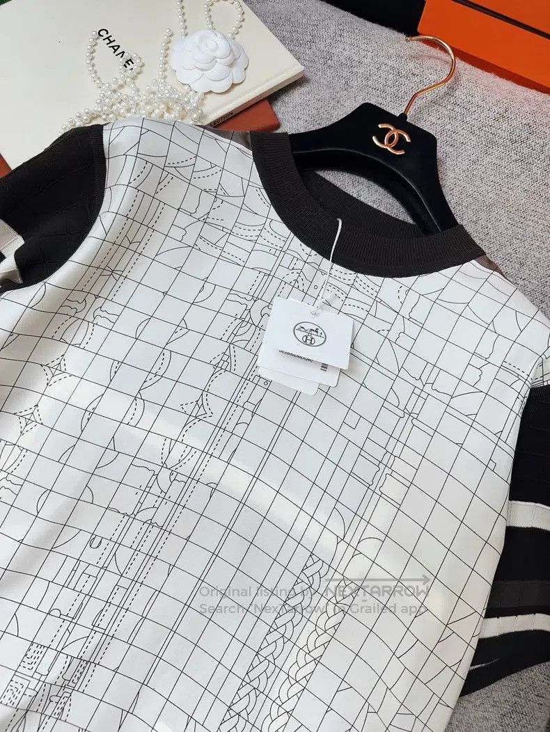 Hermes Hermes 25 Model Silk and Knitted Short Sleeve Top Size XS / US 0-2 / IT 36-38 - 3 Thumbnail