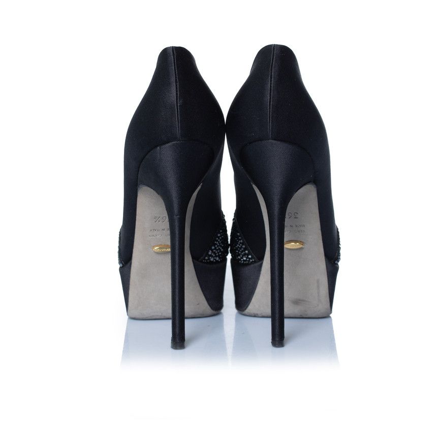 Sergio Rossi Sergio Rossi, black satin pumps with strass Size US 6.5 / IT 36.5 - 3 Thumbnail