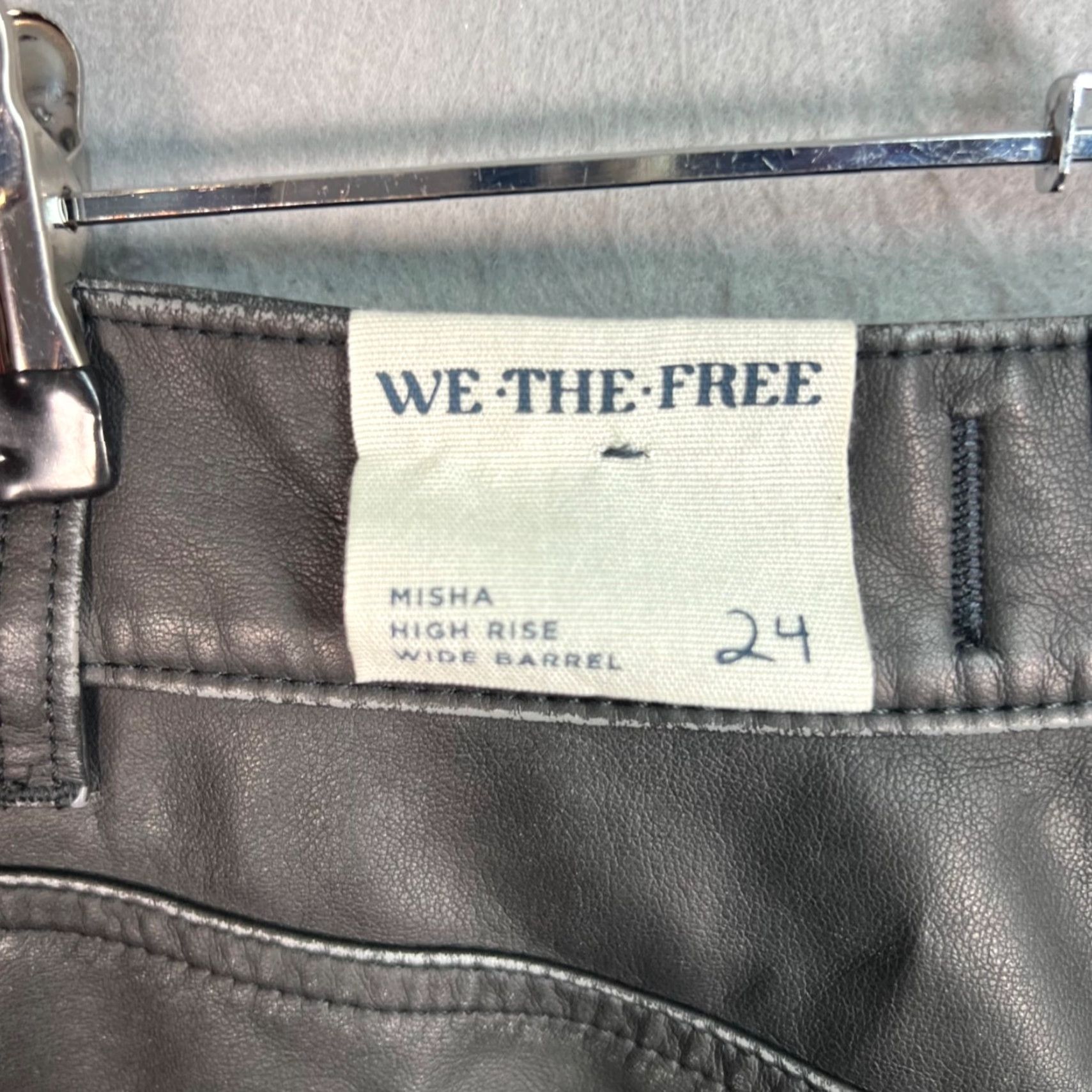 Vintage We The Free Misha High-Rise Wide Barrel Faux Leather Pants Womens Size 24 Black Size 42" / US 20 - 5 Thumbnail