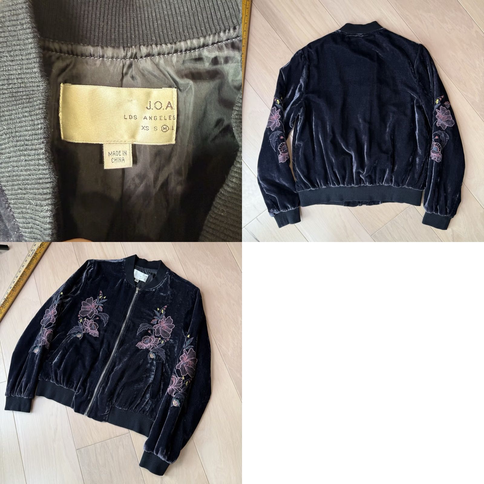 Velvet JOA Jacket Women's Medium Black Velvet Embroidered Full Zip Bomber Shirt Size M / US 6-8 / IT 42-44 - 8 Thumbnail