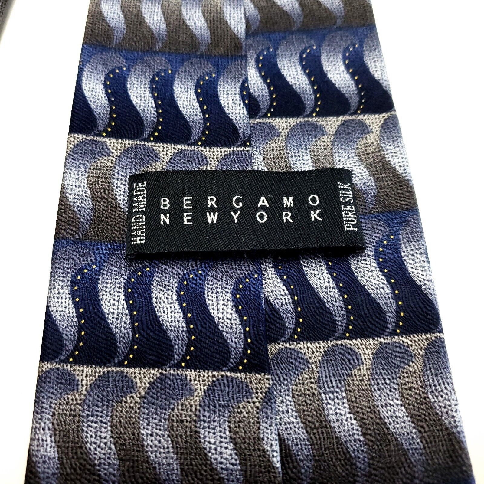 Bergamo New York Bergamo New York Blue Gray Silk Tie Woven Regimental Size ONE SIZE - 4 Thumbnail