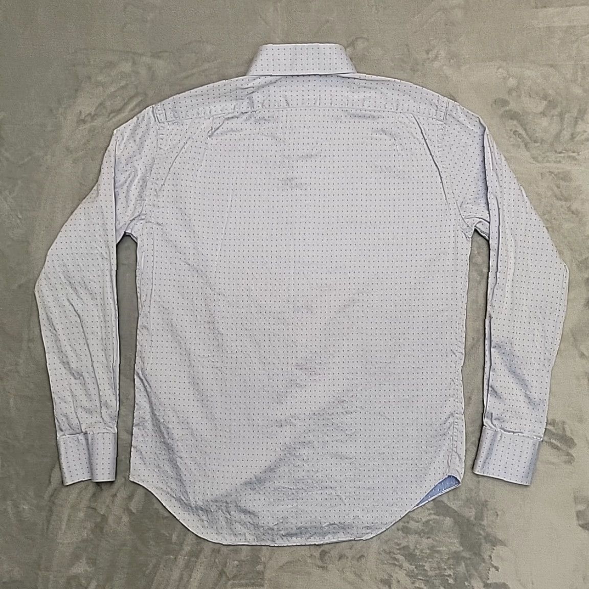 Lorenzo Uomo Lorenzo Uomo Dress Shirt Men 16 34/35 Blue Geometric Trim Fit Button 1005 Cotton Shirt Mens Regular Blue Geometric 1005 Cotton Button-Up Size 42R - 6 Thumbnail