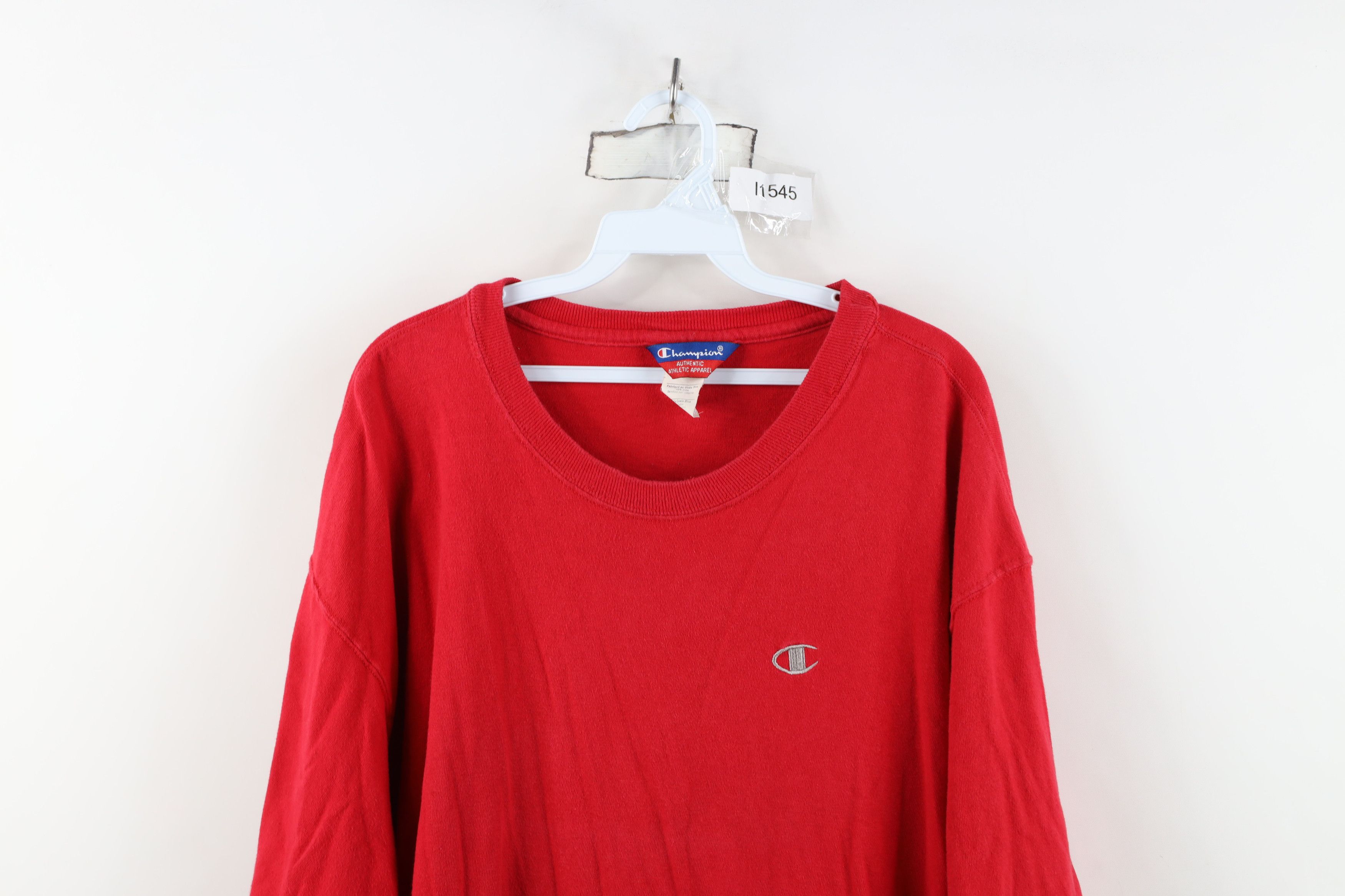 Champion Vintage 90s Champion Classic Logo Jersey Knit T-Shirt Red Size US XL / EU 56 / 4 - 2 Thumbnail
