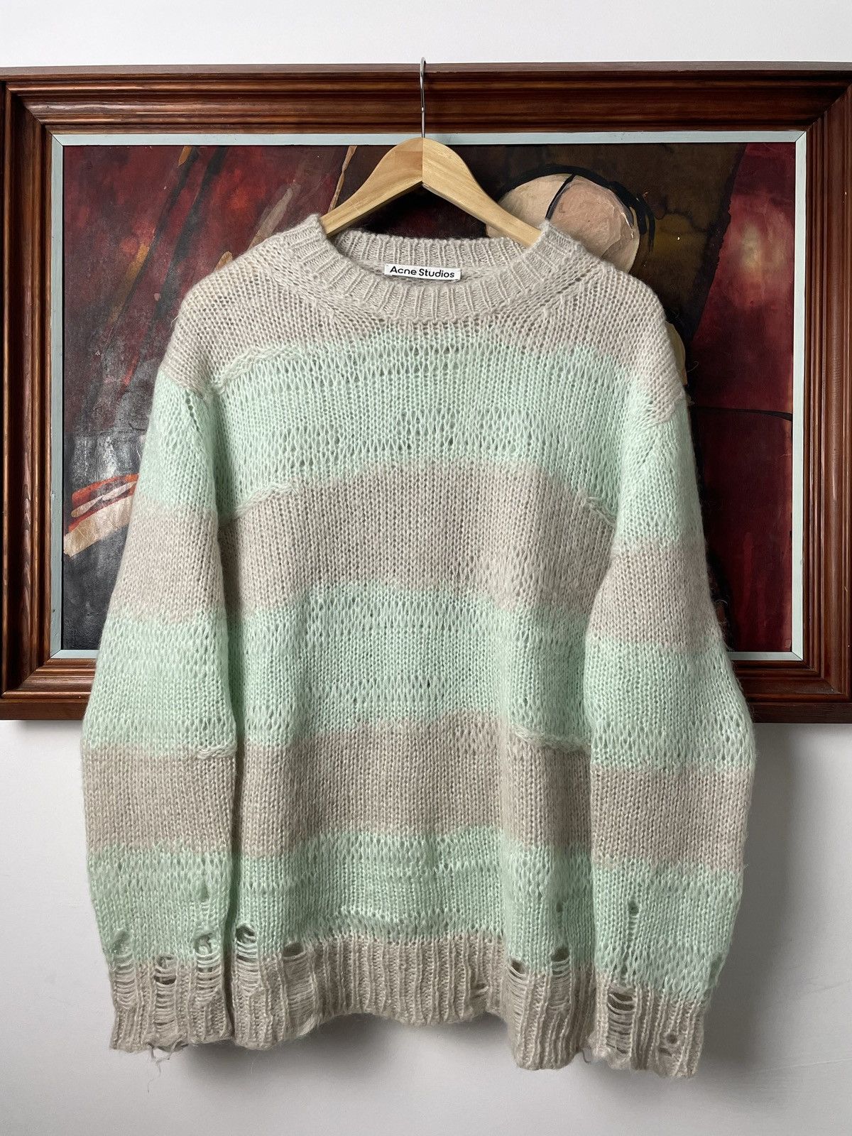 image of Acne Studios Distressed Mohair Sweater Kurt Cobain Vibe Knit, Men's (Size Large)