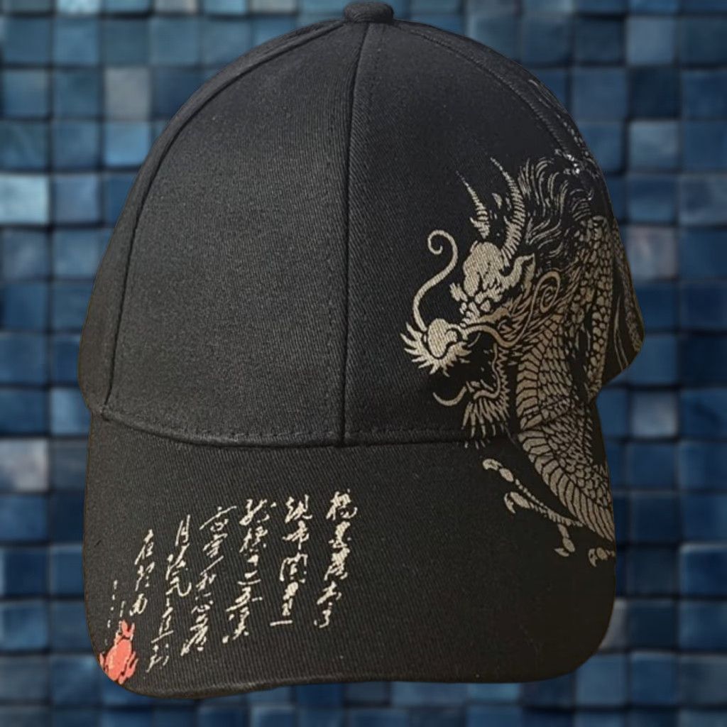 Vintage Vintage Tem Chinese Dragon Mythical Fantasy Baseball Cap Adjustable Men Black Size ONE SIZE - 1 Thumbnail