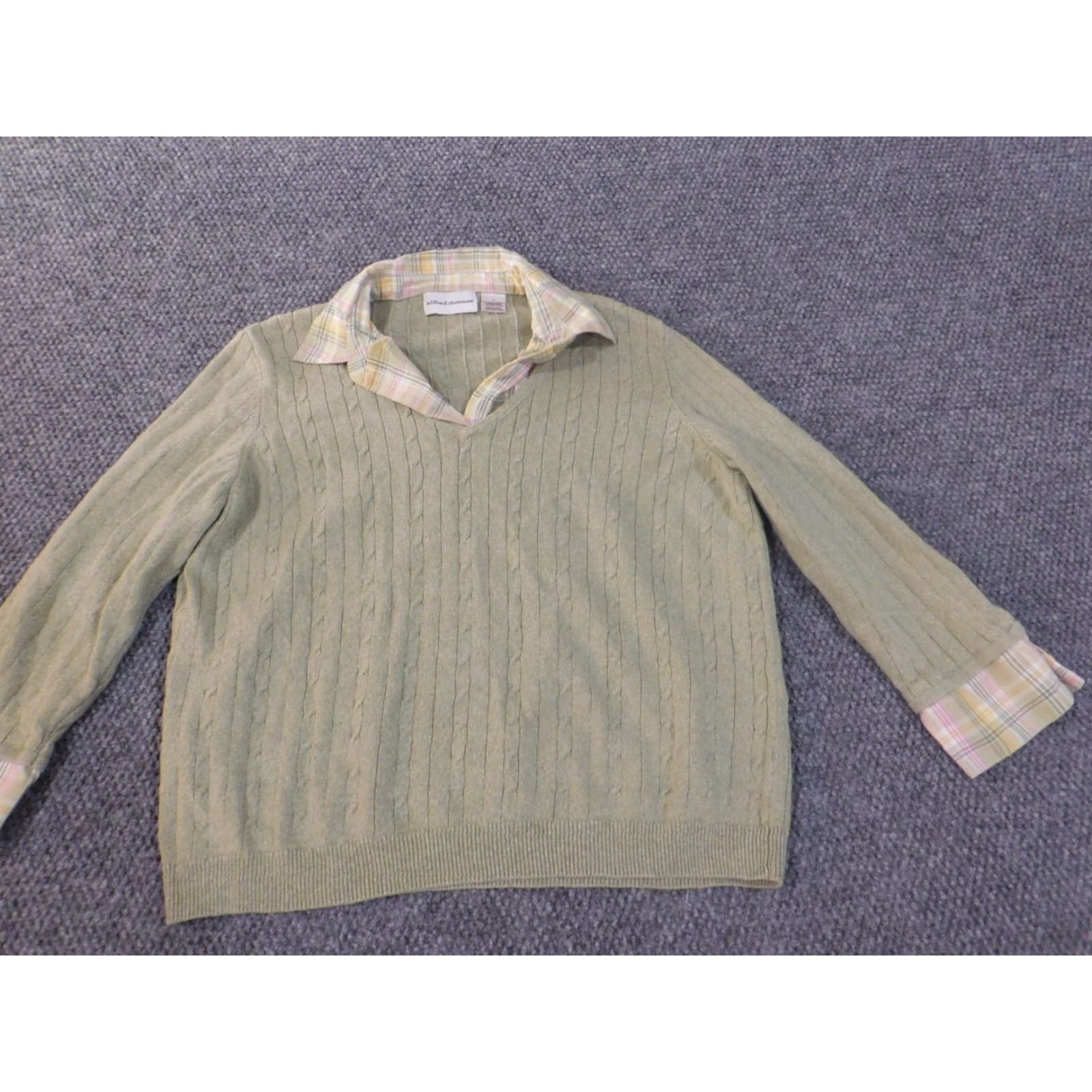 Vintage Alfred Dunner Sweater L Green Raglan Sleeve Collared Knit Pullover Women Modern Casual Size L / US 10 / IT 46 - 4 Thumbnail