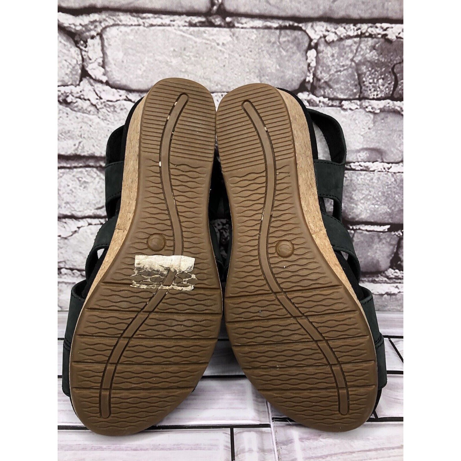 Clarks Clarks Unstructured Black Leather Criss Cross Strap Cork Wed Size US 7 / IT 37 - 6 Thumbnail