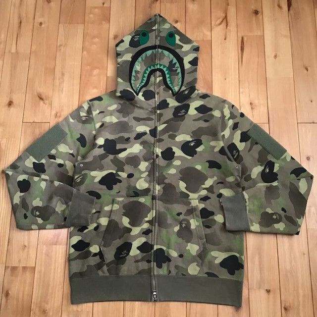 Bape Bape gradation camo shark mask wide zip hoodie | Grailed