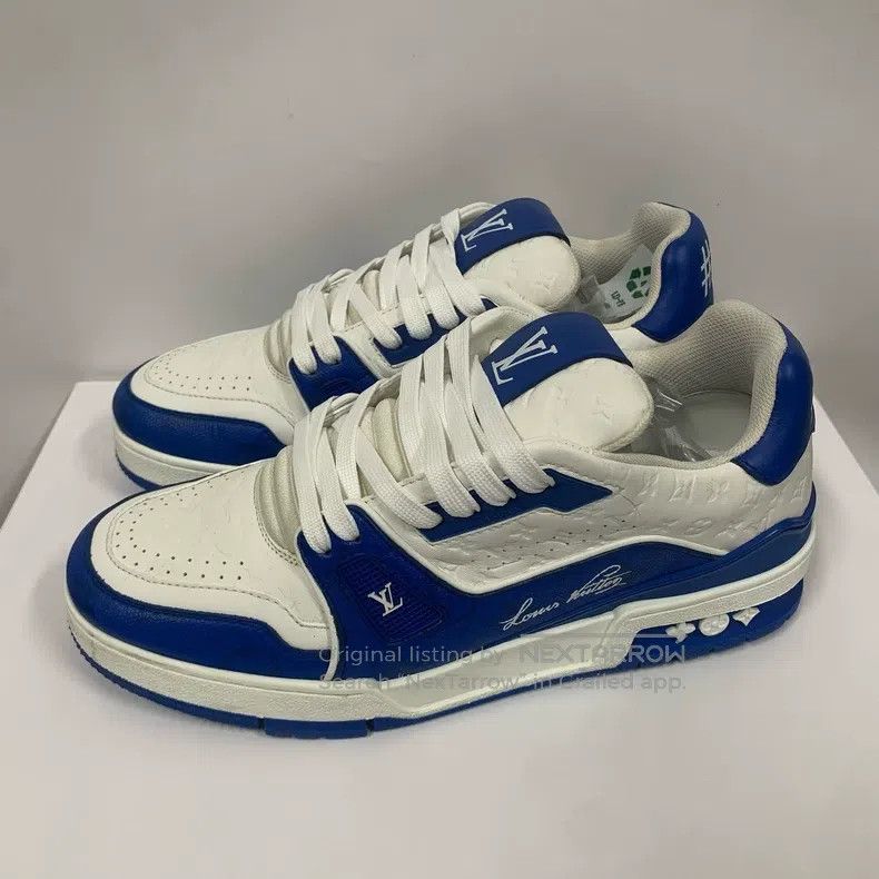 Louis Vuitton Louis Vuitton Trainer white and blue relief shoes Size US 6 / EU 39 - 1 Thumbnail