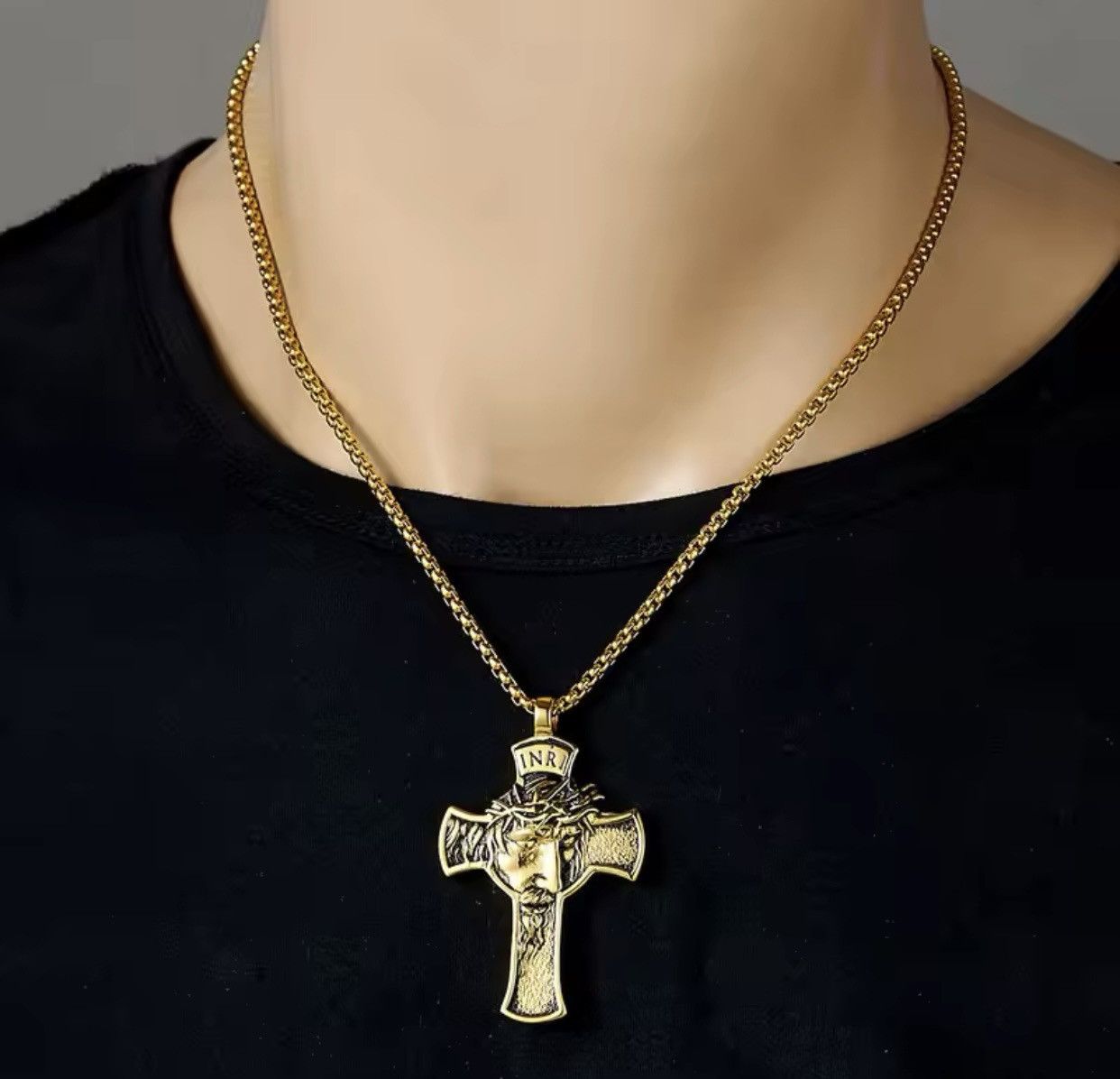 Jewelry Cross Pendant Necklace Jesus Chain Size ONE SIZE - 3 Thumbnail