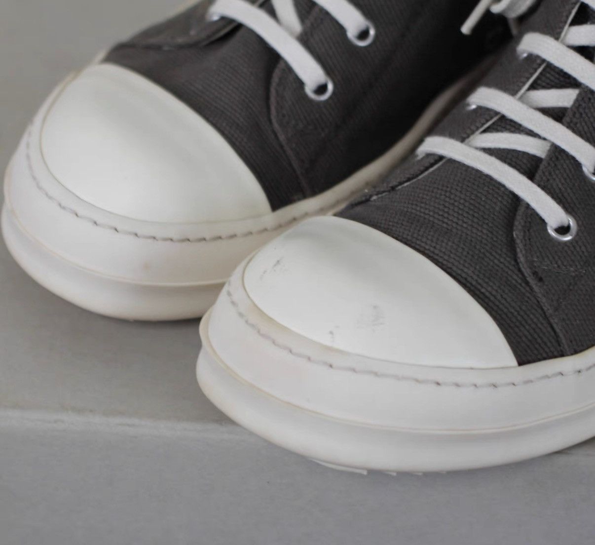 Rick Owens Rick Owens Canvas Gray Bubble Converse-Inspired Sneakers Size US 7 / EU 40 - 3 Thumbnail