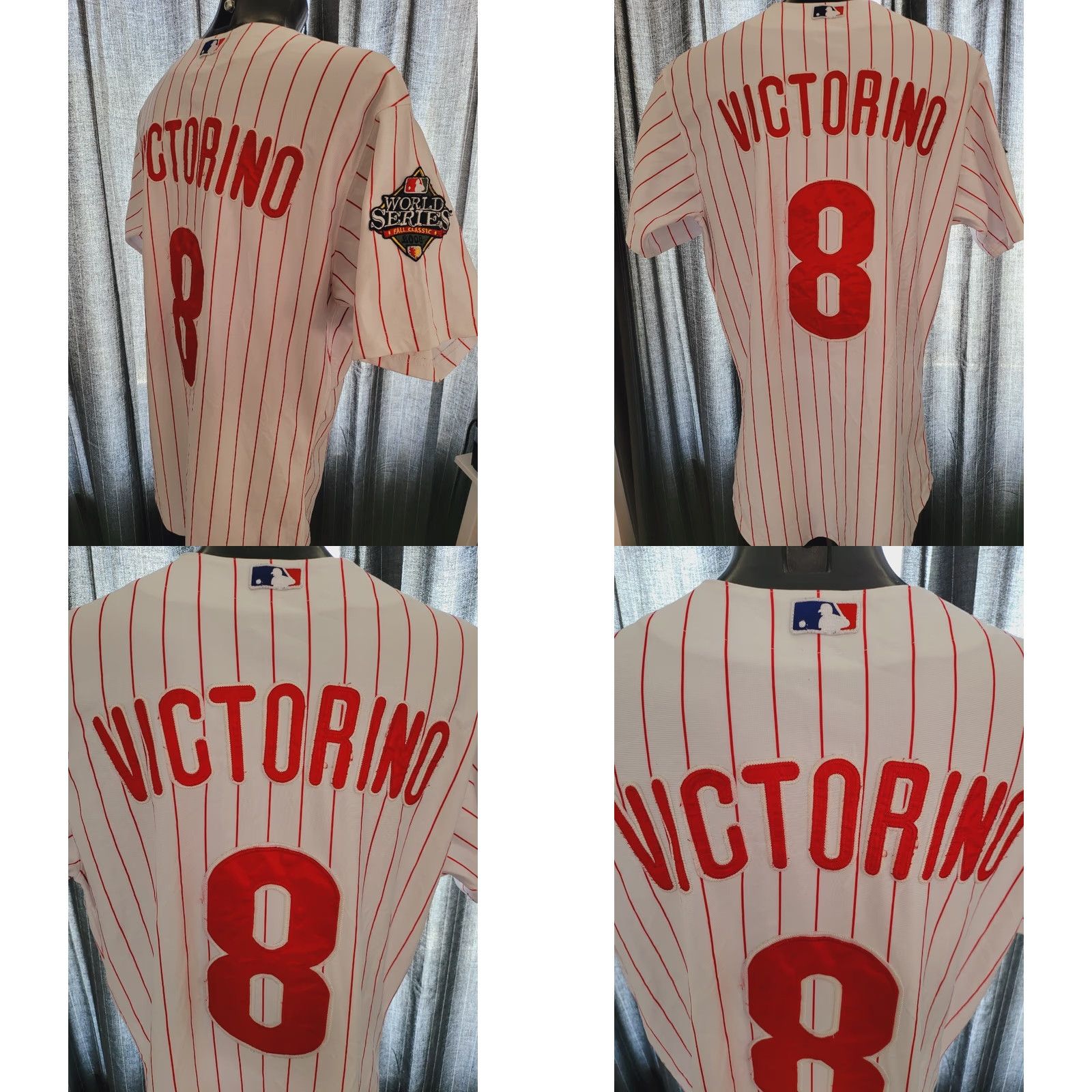 Vintage VINTAGE PhilliesWorl Series Fall Classic 2008 Victorino#8 Sz 50 L Majestic T-Shirt Men Multicoloured 2000s Mens Size US L / EU 52-54 / 3 - 8 Thumbnail