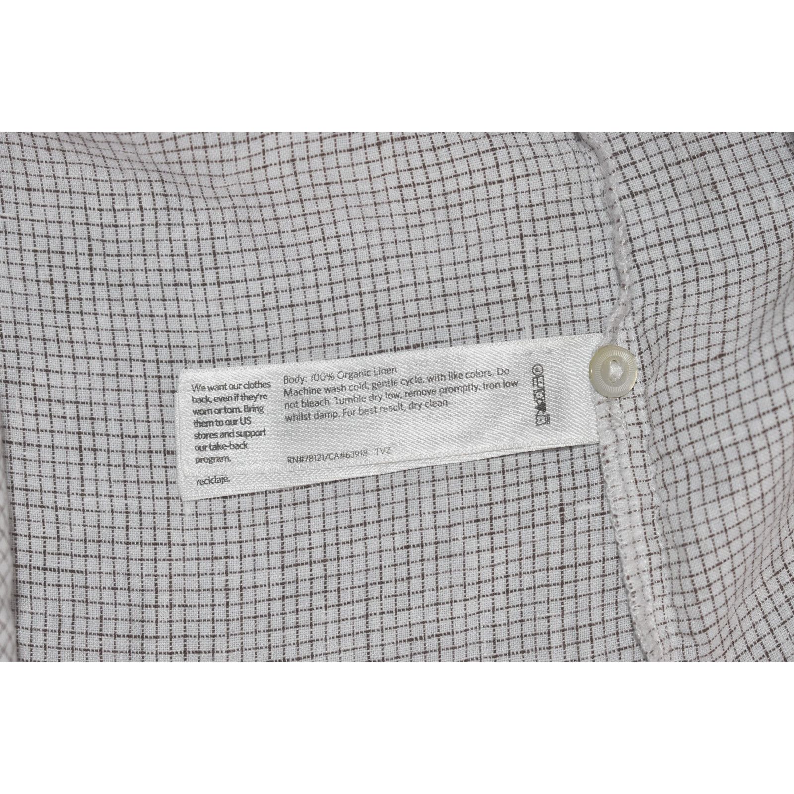 Eileen Fisher EILEEN FISHER White Black Check Org Linen Short Sleeve Top M Size M / US 6-8 / IT 42-44 - 5 Thumbnail