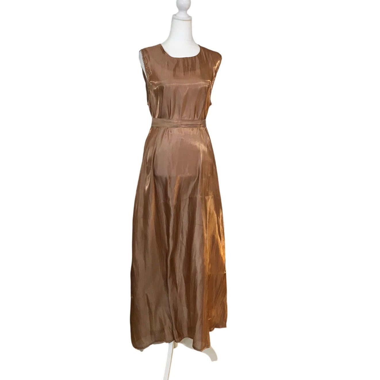 Other Elegant Bronze Metallic Beaded Cardigan Dress A-line Set L Size L / US 10 / IT 46 - 3 Thumbnail