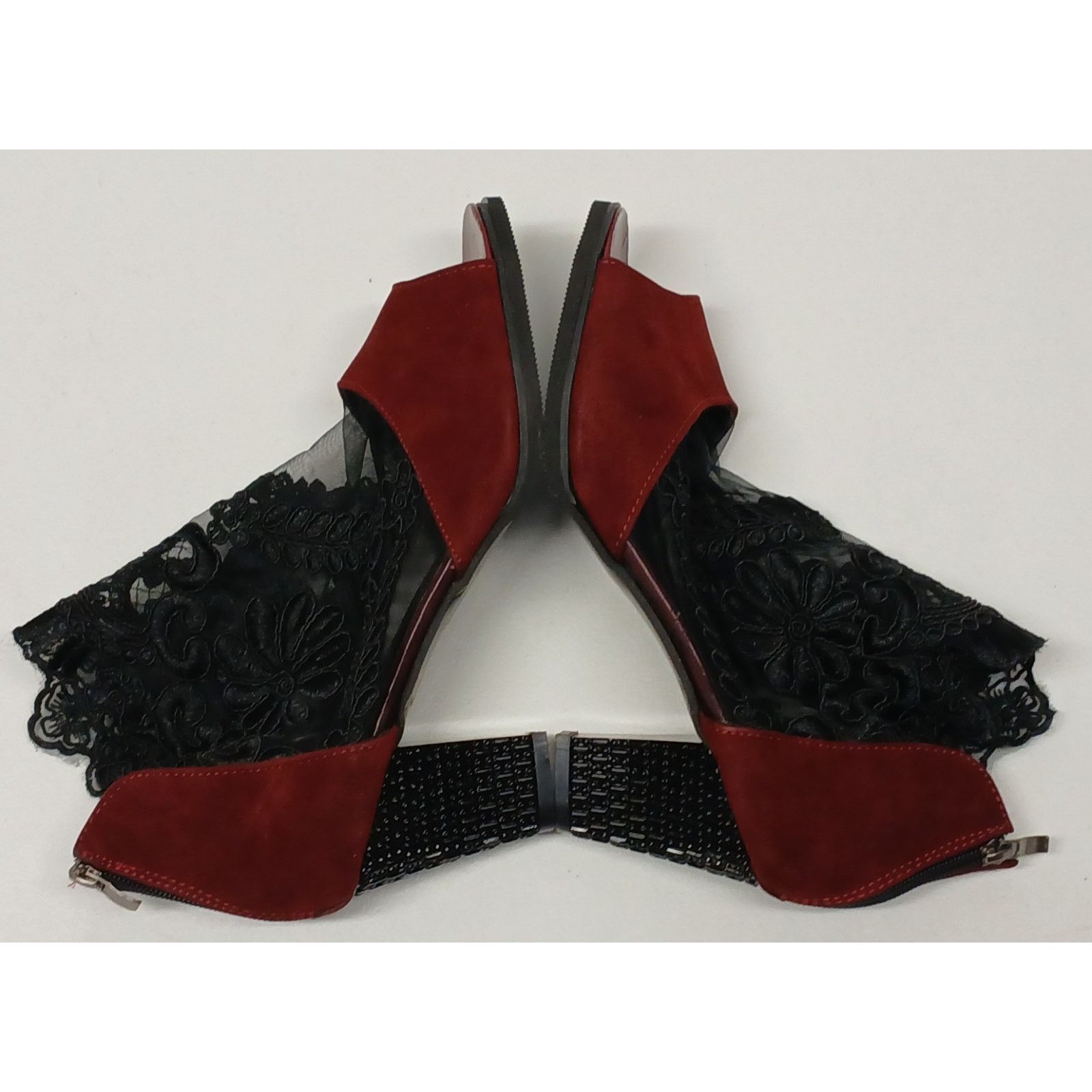 Other Multicolor (9.5) Peep-Toe Lace Accent Ankle Bootie Heels Size US 9.5 / IT 39.5 - 4 Thumbnail