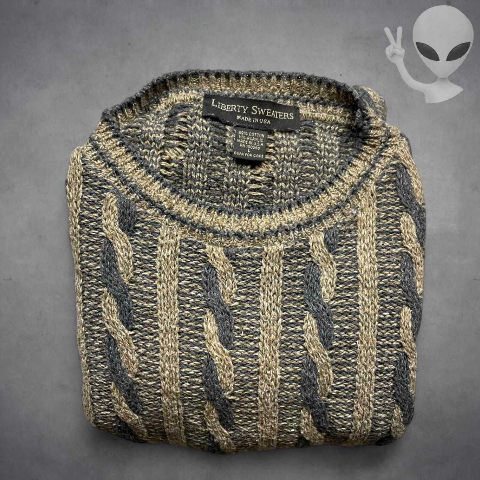 Other 80s Vintage Cable knit Pullover Large Liberty Sweaters USA Size US L / EU 52-54 / 3 - 5 Thumbnail