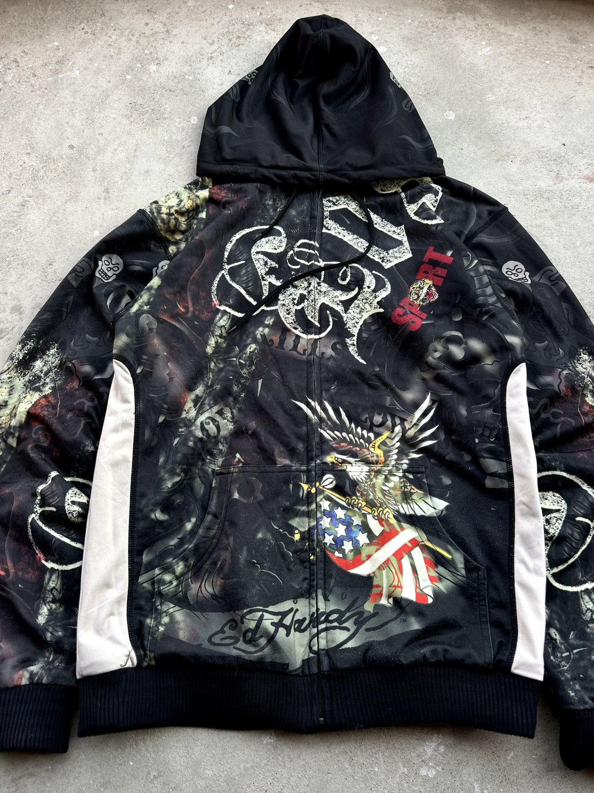 Ed Hardy CRAZY VINTAGE ED HARDY LOS ANGELES ZIPPER HOODIE Size US L / EU 52-54 / 3 - 4 Thumbnail