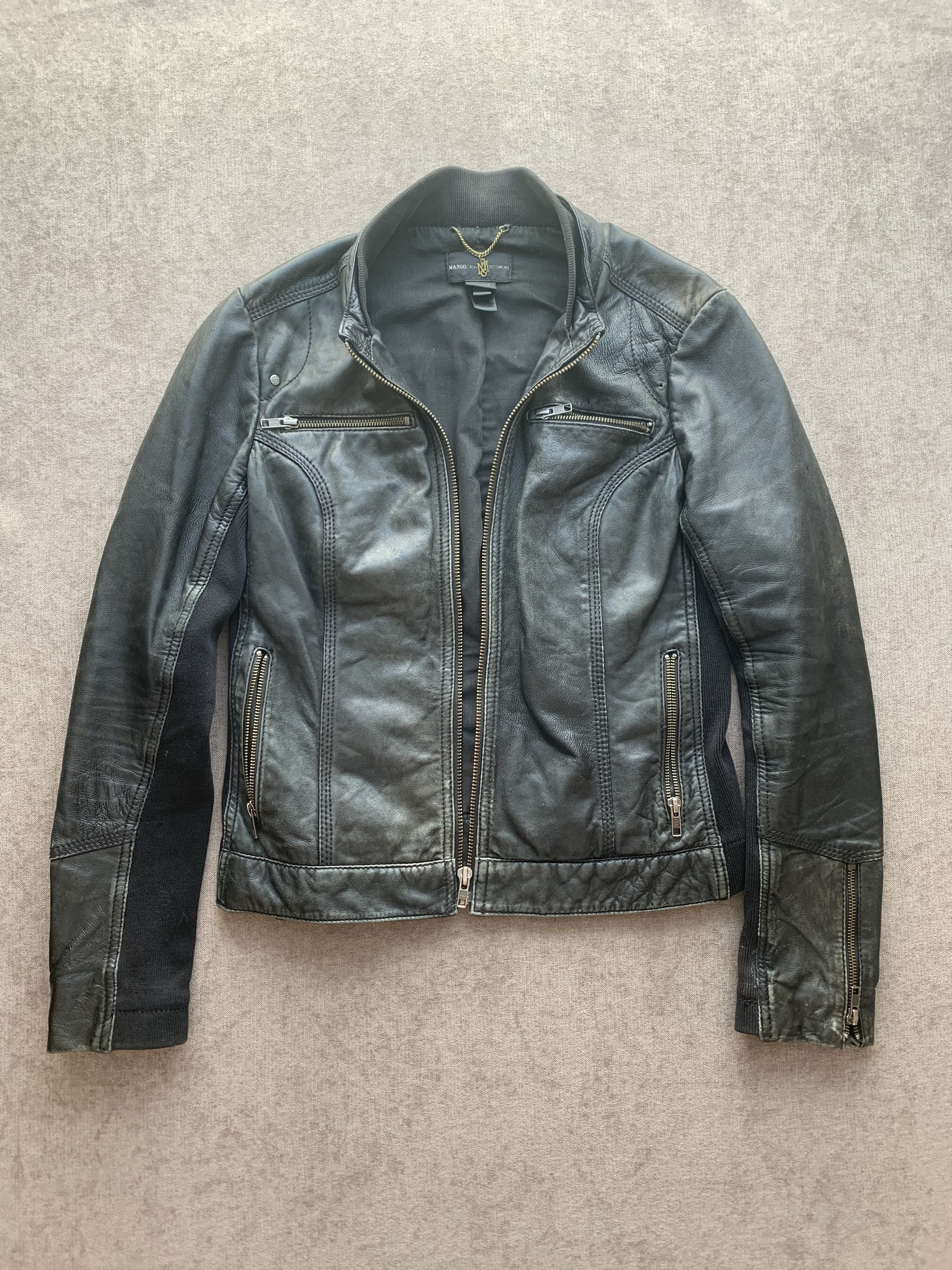 Mango Veste en cuir Mango Casual Sportswear – Taille L – Noire Size L / US 10 / IT 46 - 2 Thumbnail