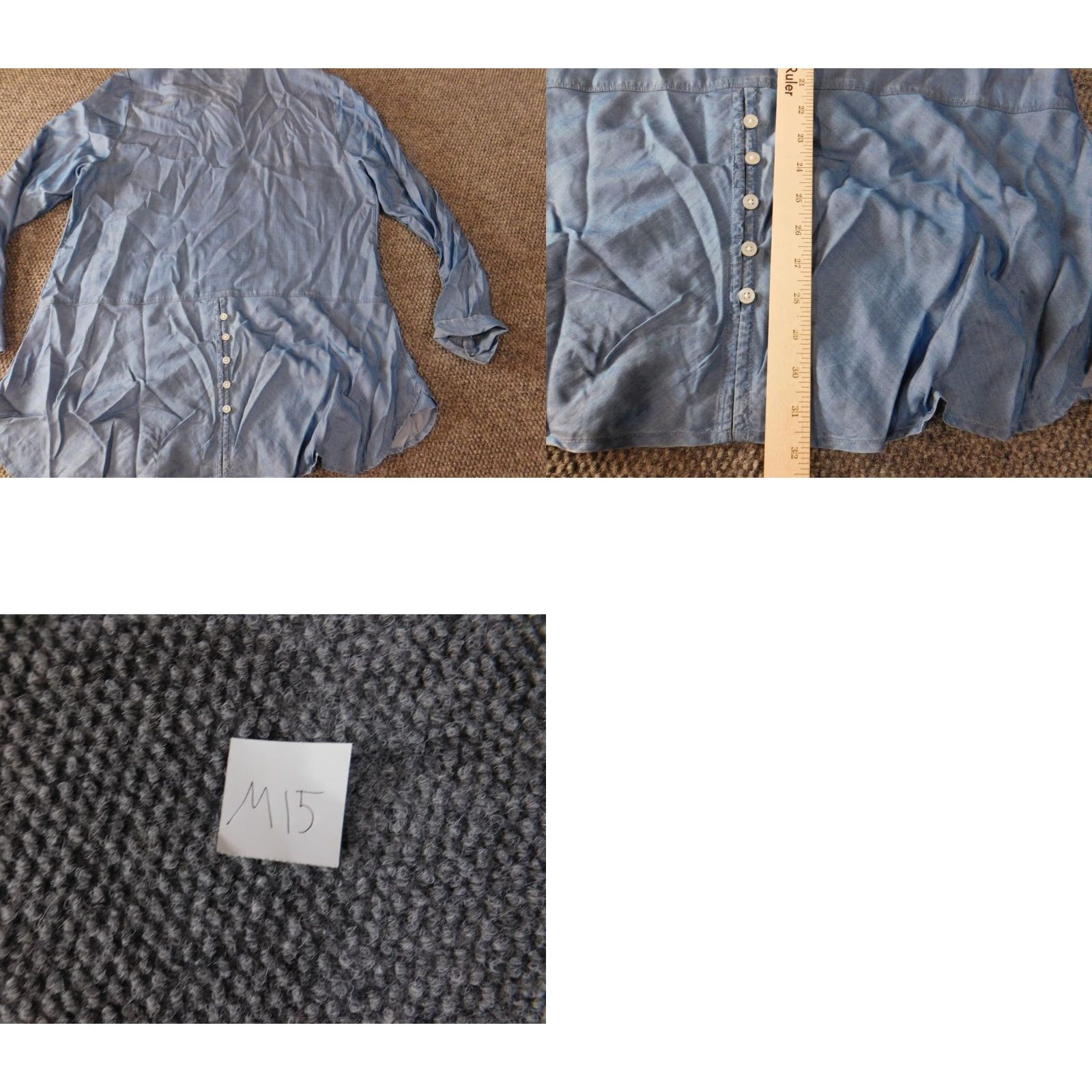 Vintage Crown & Ivy Womens Blouse XL Blue Denim Button-Up Crew Neck Long Sleeve Button-Front Casual Classic Floral Stretch Size XL / US 12-14 / IT 48-50 - 9 Thumbnail