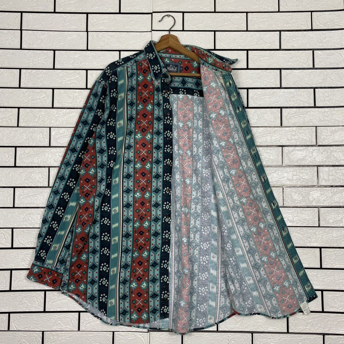 Woolrich Woolen Mills 🔥VINTAGE SHIRT JACKET BUTTON NAVAJO AZTEC WOOLRICH USA Size US XL / EU 56 / 4 - 13 Thumbnail